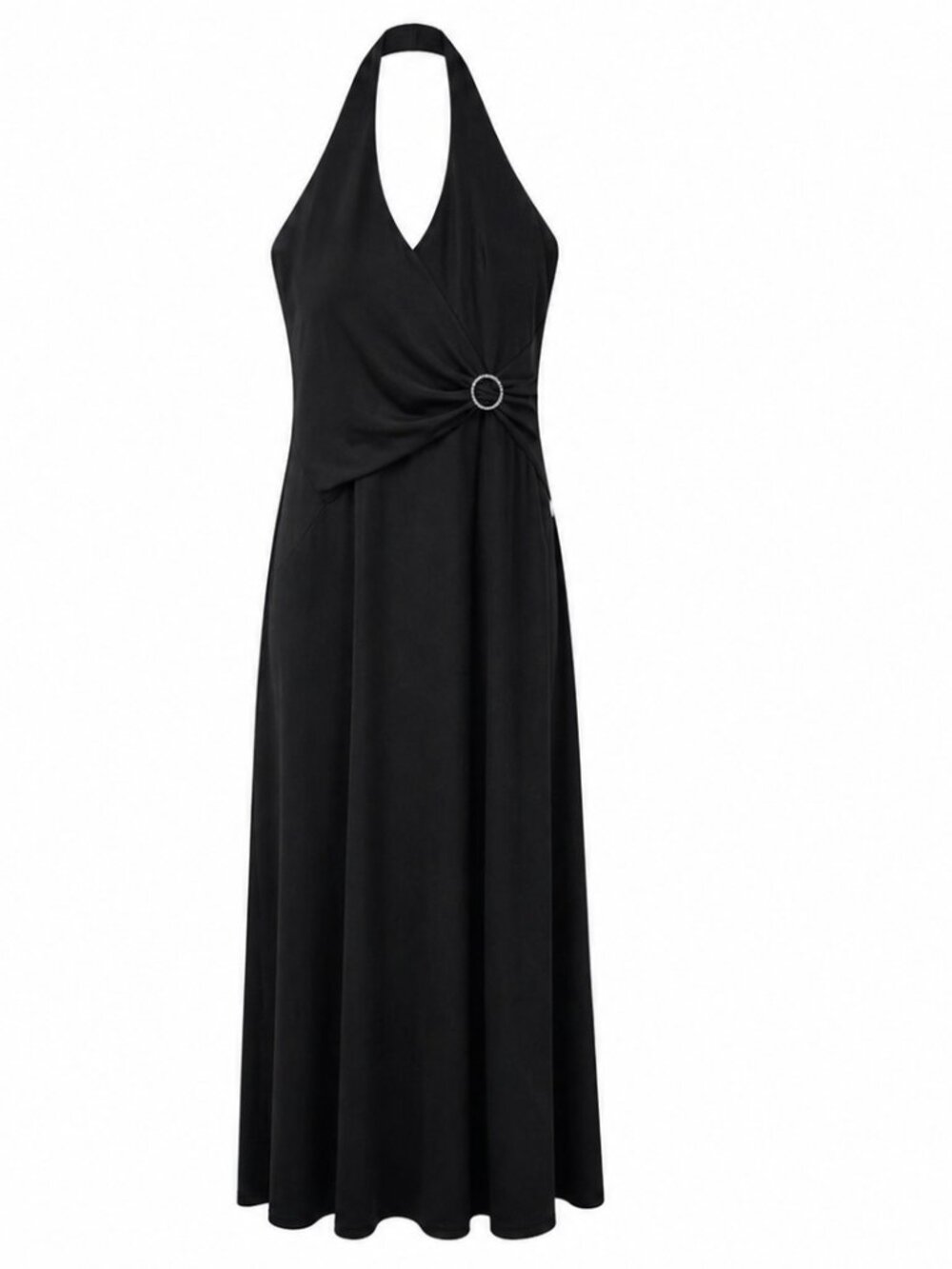 Laundry by Shelli Segal Black Halter Formal Gown – Size 10 – Deep V Neck
